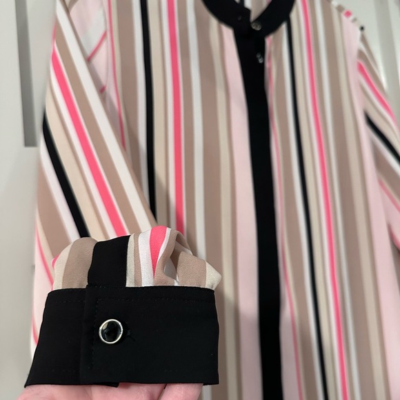 Anne Klein Multi-Colored Stripe Button Up Blouse - Picture 3 of 6